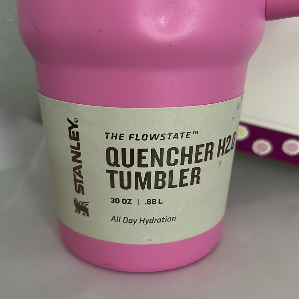Stanley Pink Tumbler never used- has a small dent- couple of nicks c pics - Picture 5 of 7
